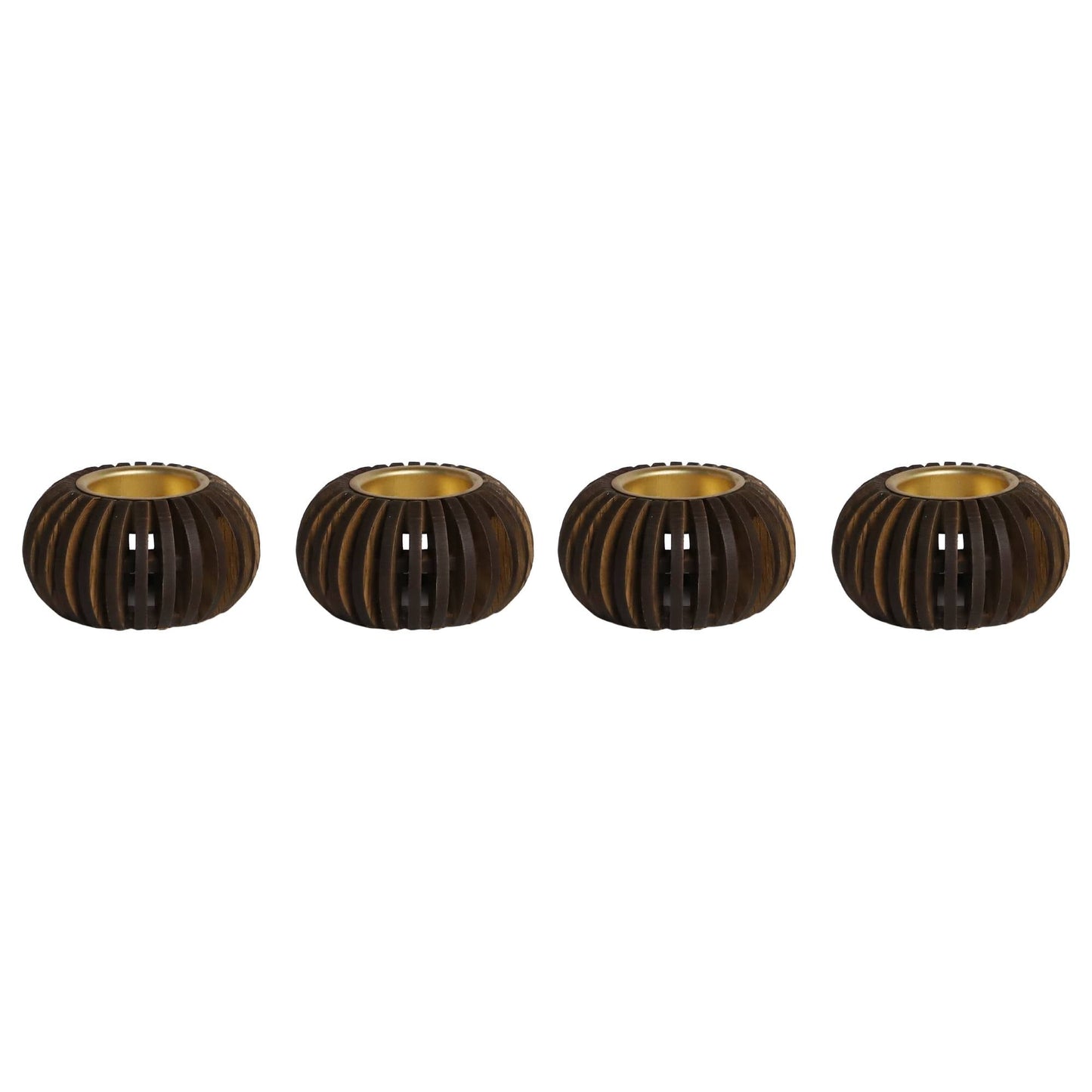 Cerra Pine Wood Tealight Candle Holder SET OF 4 | Cozy Bedroom & Spa Ambiance Decor
