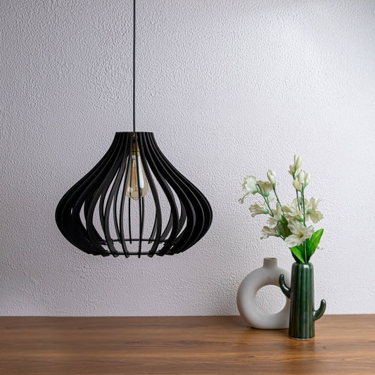 Cammy Black Engineered Wood Ceiling Pendant Lamp
