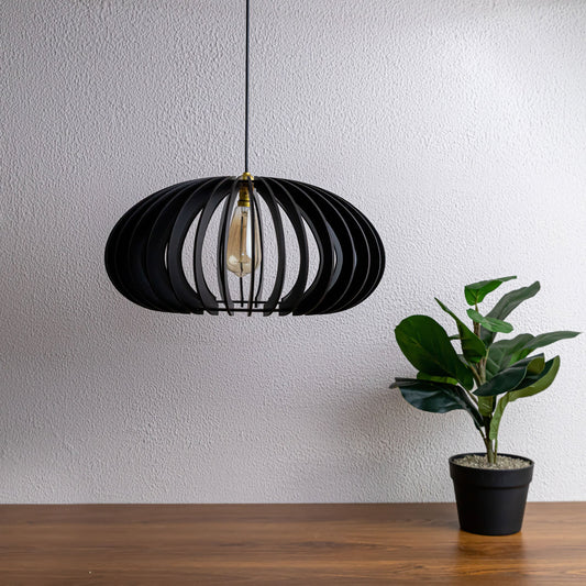 Cally Black Engineered Wood Ceiling Pendant Lamp