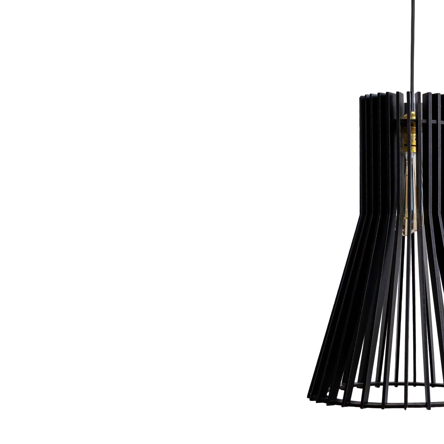 Cosie Black Wood Flared Ceiling Pendant Lamp