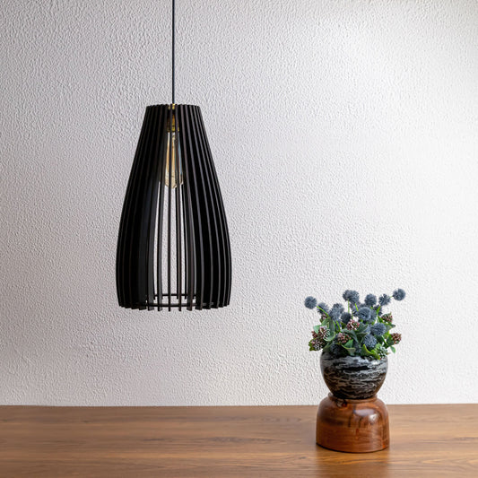 Cazel Black Engineered Wood Ceiling Pendant Lamp
