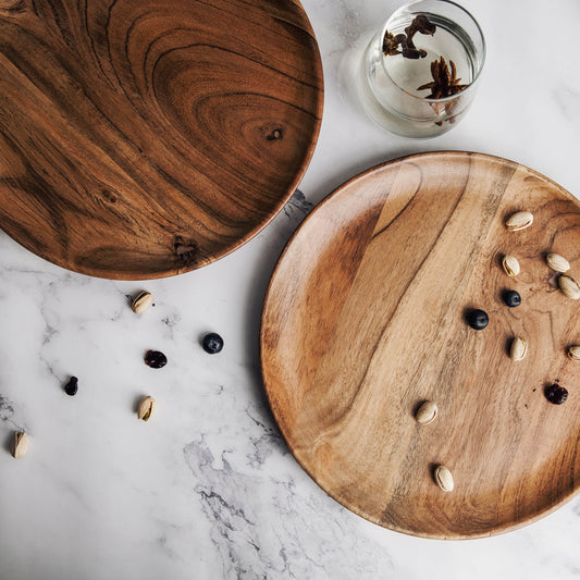 Dune Acacia Wood Plates | Set of 2 Large Plates