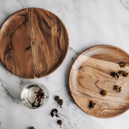 Dune Acacia Wood Plates | Set of 2 Medium Plates