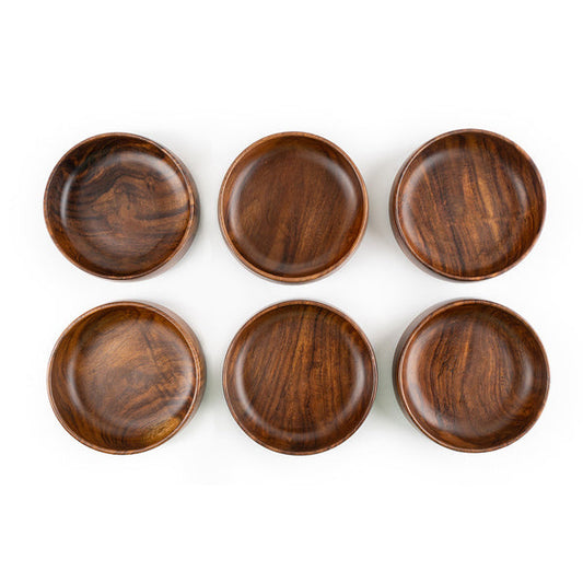 Baro Sheesham Wood Bowl | Medium Round Serving Bowl | Set of 6
