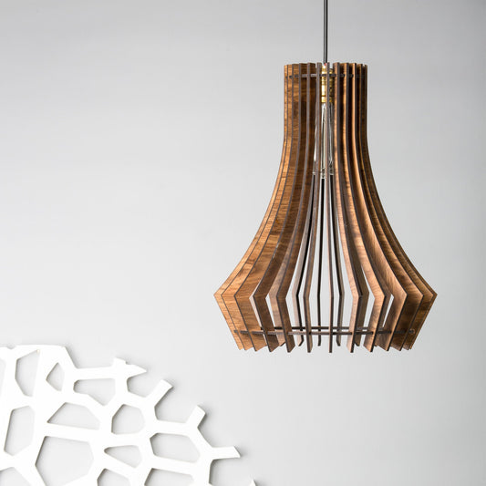 Bohem Pine Wood Ceiling Pendant Lamp | Angular Slatted Wooden Hanging Light