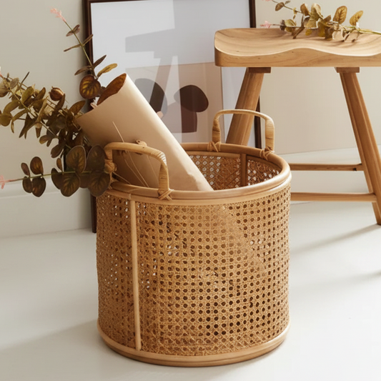 Taara Handcrafted Rattan and Bamboo Planter with Handles