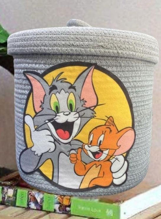 Tom & Jerry Kids Storage Basket – Handcrafted Cotton Jute Organizer