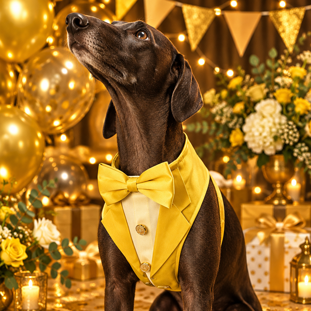 Premium Formal Dog Tuxedo Yellow