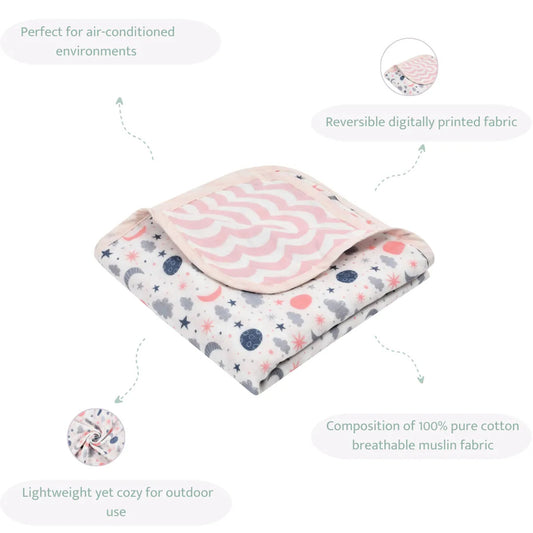 Sovana Twinklers 6-Layer Reversible Muslin Blanket