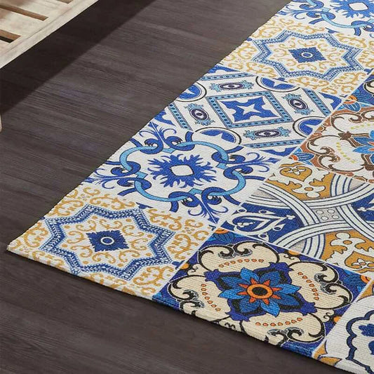 Printed Vintage Dhurrie Carpet Rug Runner Floor Mat for Living Room : 3.5 X 5.5 Ft