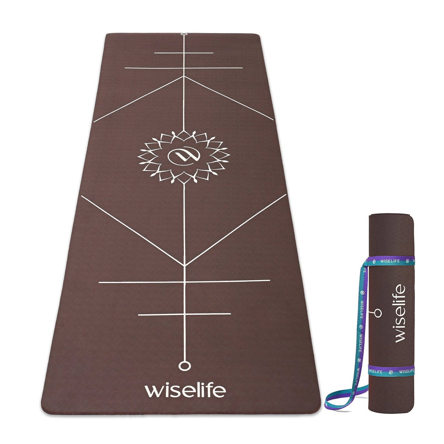 Wifelife True Alignment TPE Yoga Mat - 6mm Coffee Brown