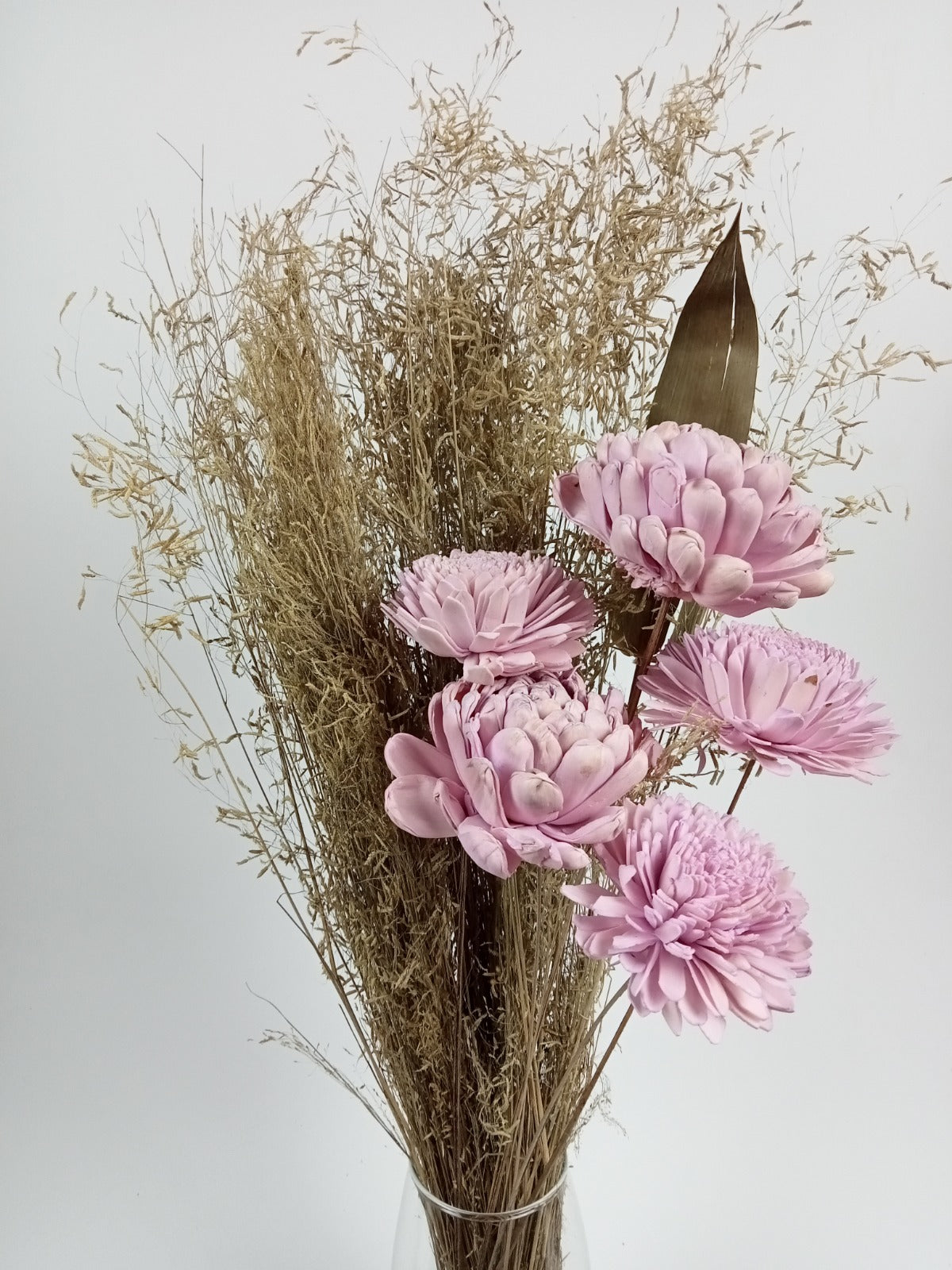 Pink Sola Wood & Dried Wildflower Bouquet