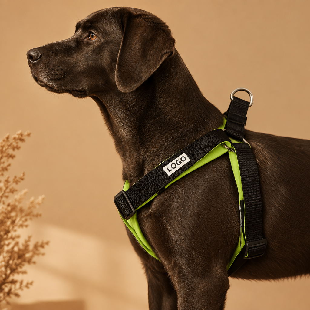 Premium Step-In Dog Harness Black and Neon