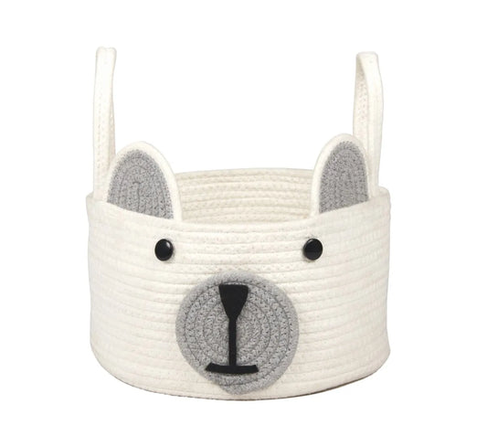 Hand-Woven Bear Face Storage Basket