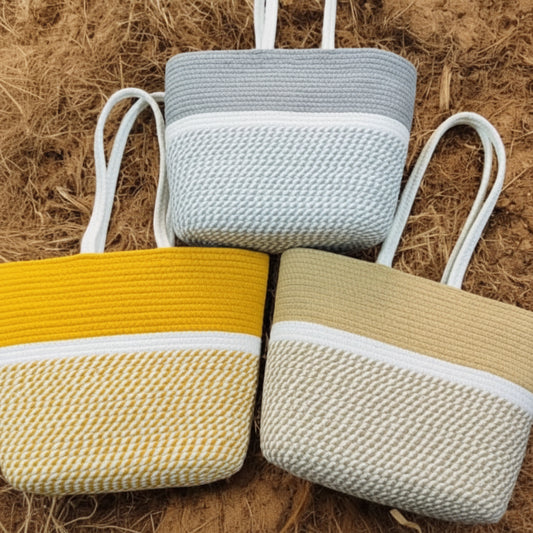 Lucky Handcrafted Cotton Rope Shoulder Tote Bag
