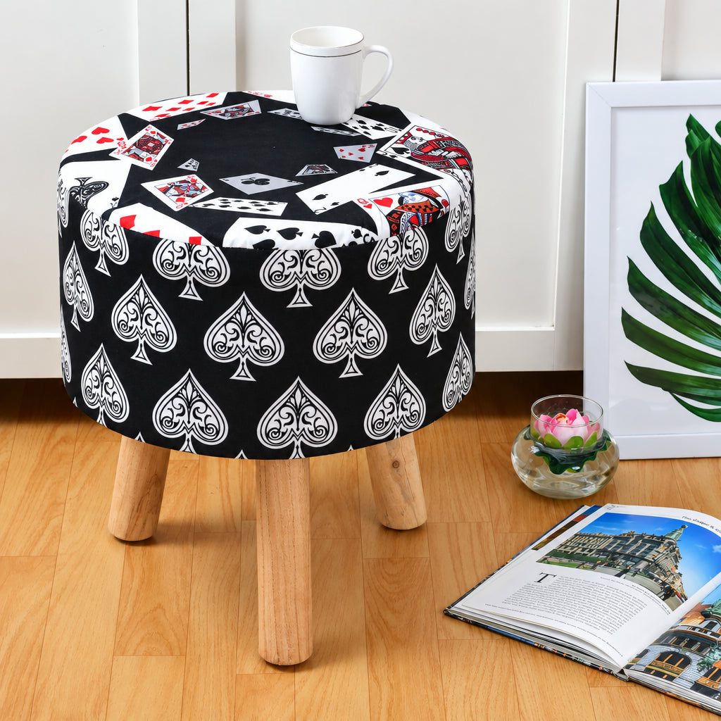 Card Game Motif Ottoman Pouffe