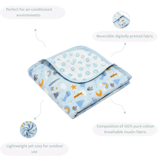 Sovana Dinoland 6-Layer Reversible Muslin Blanket