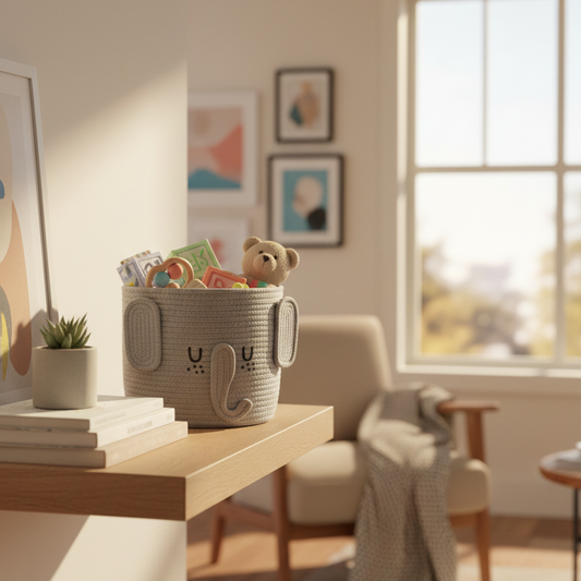 Elephant Face Cotton Rope Basket– Soft & Fun