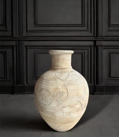 Elegant Dhosi Terracotta Etched Urn – Light Terracotta Planter with Intricate Designs 26″, 30″ & 36″