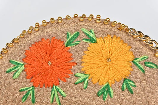 Artisanal Embroidered Jute Clutch