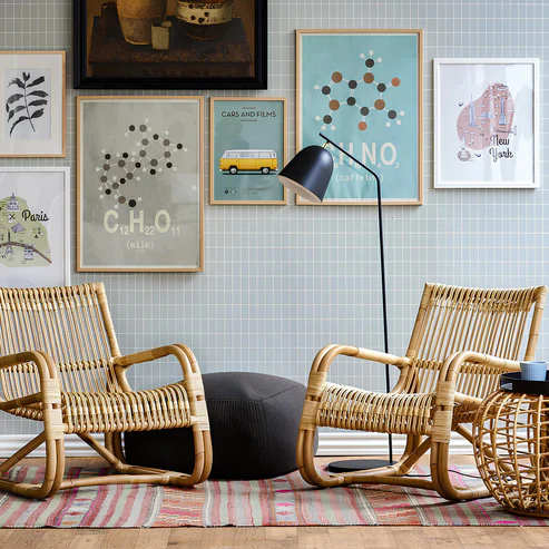 Kaia Handcrafted Cane Lounge Chair for Living Room