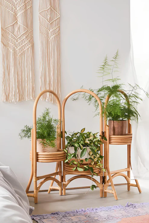 Kashvi Handcrafted Rattan 3-Tier Folding Plant Stand