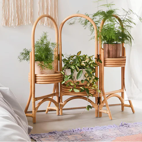 Kashvi Handcrafted Rattan 3-Tier Folding Plant Stand