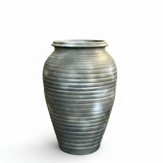 Glorious Kangra Terracotta Ribbed Sculptural Urn