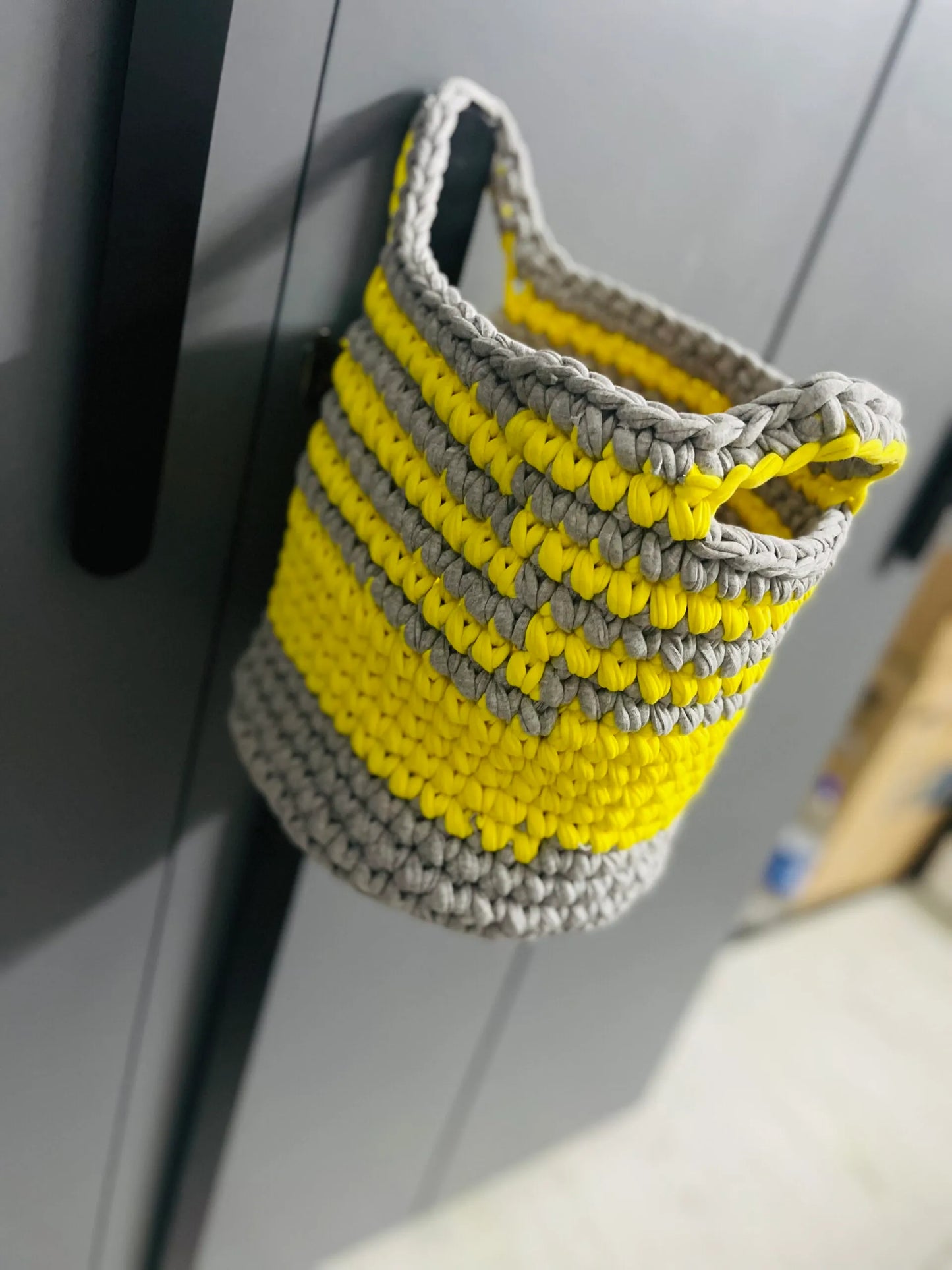 Vibrant Dual-Tone Knitted Storage Basket