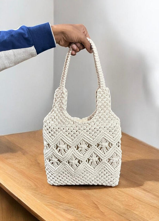 French Beauty. Macrame White Bag