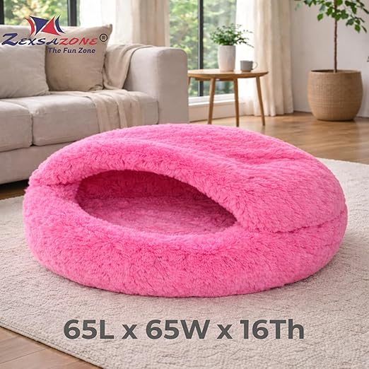 Zexsazone Premium Hooded Nesting Pet Bed | 65cm
