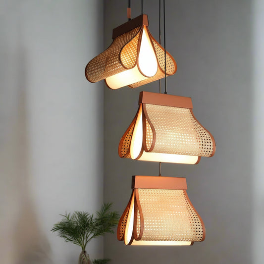 Pixie Rattan Cane Hanging Light Set of 3