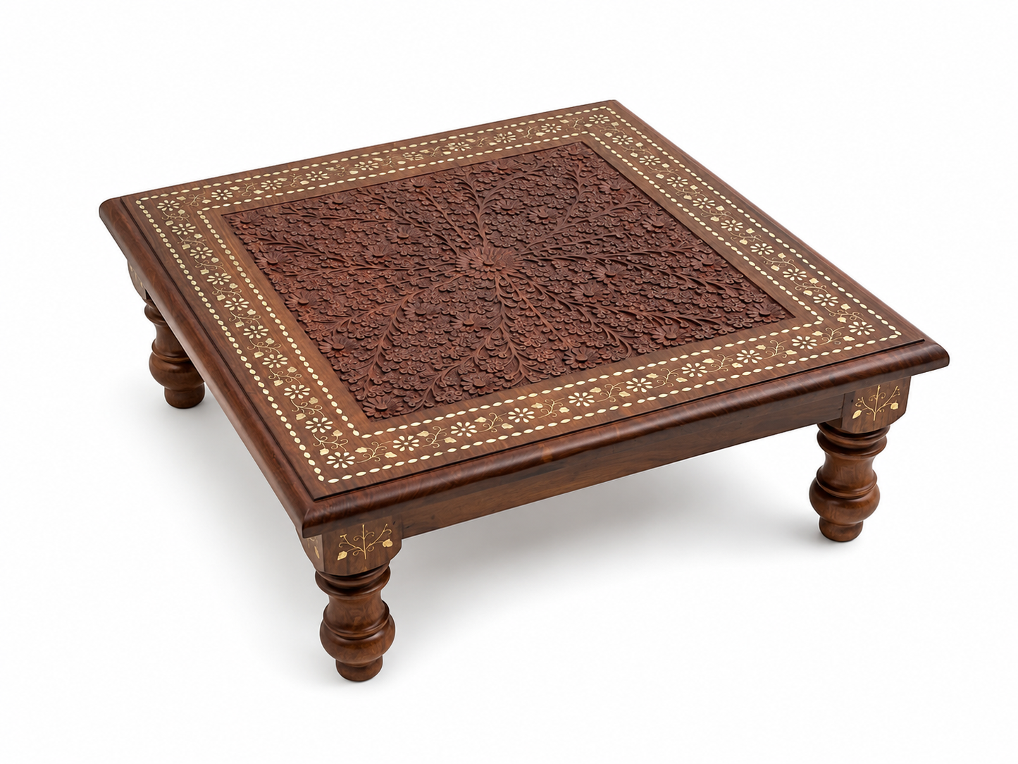 Handcrafted Genuine Sheesham Wood Pooja Chowki