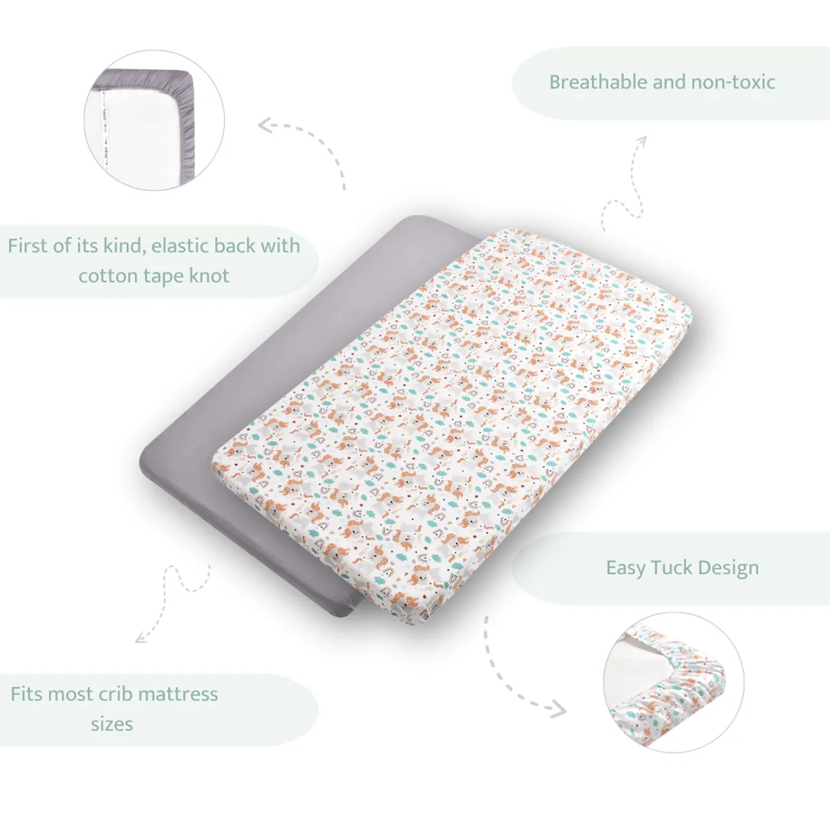 Sovana Premium 4-Piece Baby Cot Combo Unicorn