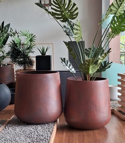 JIVA Large Round FRP Planter Cylindrical Design for Modern Spaces