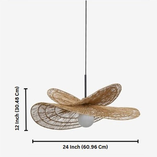 Rattan Pendant Light – Handwoven Natural Boho Chic Lighting 24″x12″