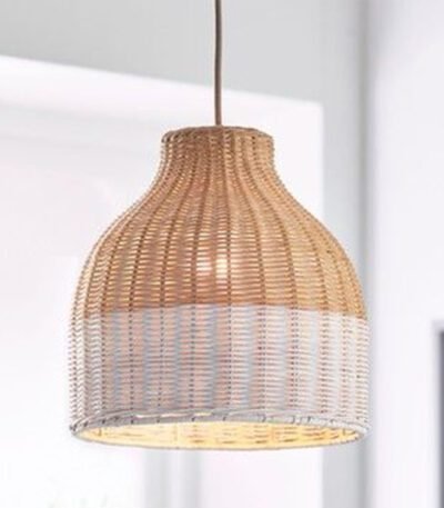 Dipped Rattan Light – Handwoven Coastal Pendant Light 12″ x 18″