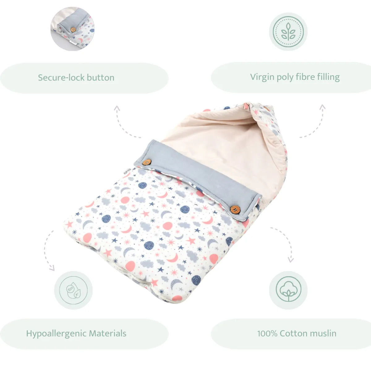 Sovana Twinklers 3-in-1 Muslin Carrier Nest & Sleeping Bag