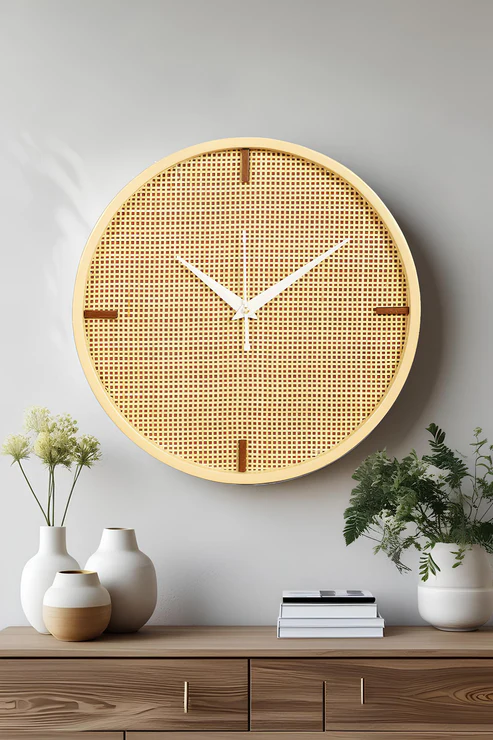 Soleil Handcrafted Rattan and Bamboo Wall Clock