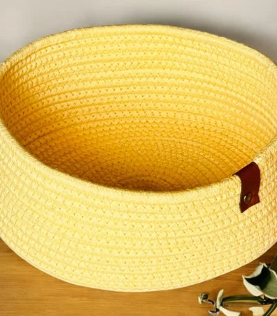 Classic Round Cotton Rope Storage Basket – Natural Handwoven Storage for Home & Kitchen