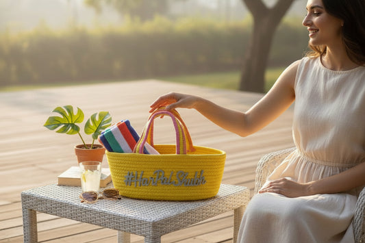 Hand-Woven Cotton Rope Multipurpose Basket
