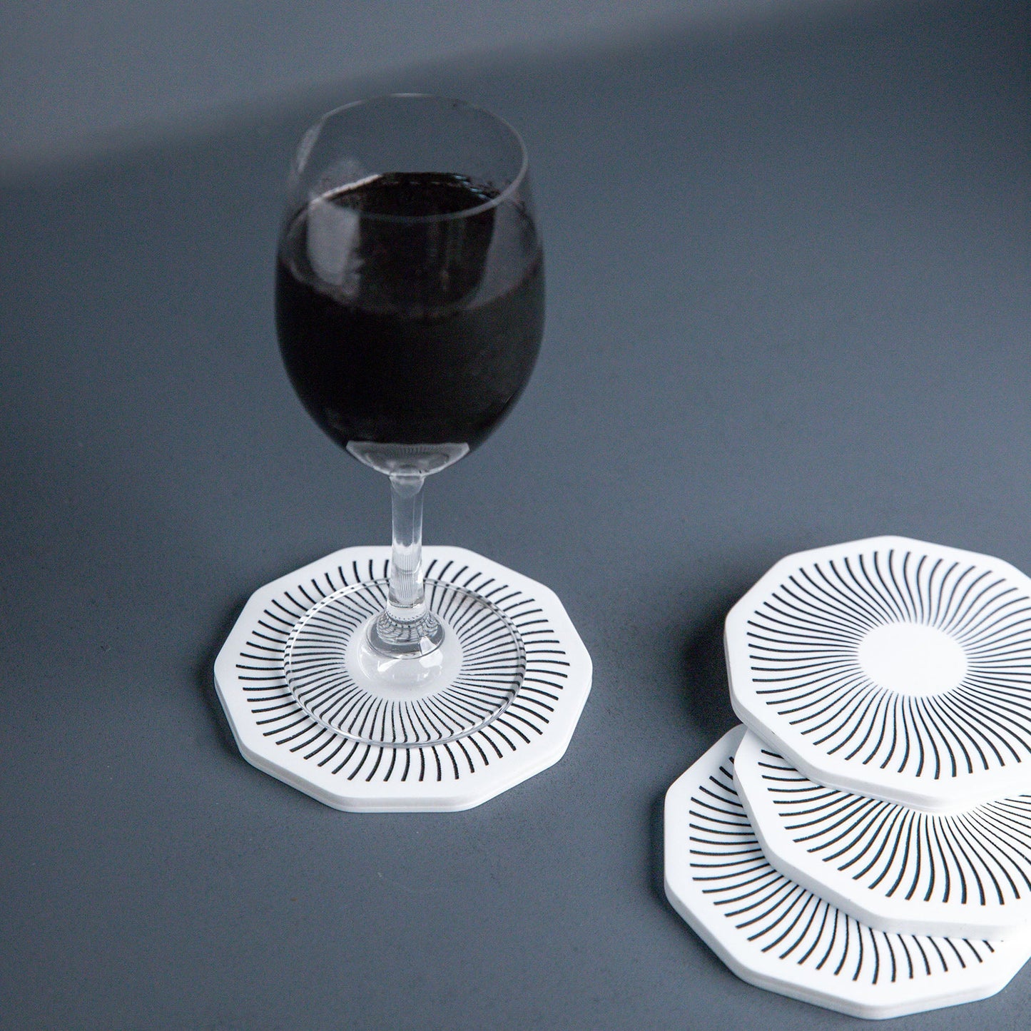 Connor Round White Man-Made Marble Coaster Set of 4