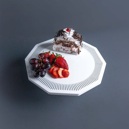 Christa Octagonal Marble & Wood Cake Stand