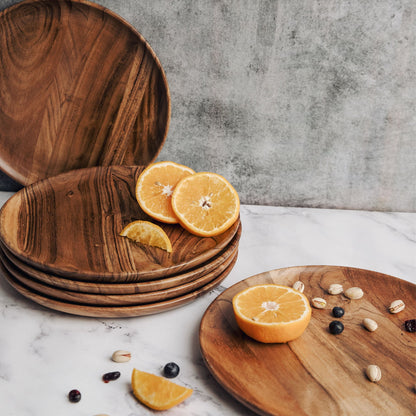 Dune Acacia Wood Plates | Set of 6 Large Plates