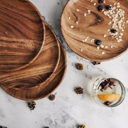 Dune Acacia Wood Plates | Set of 4 Small Plates