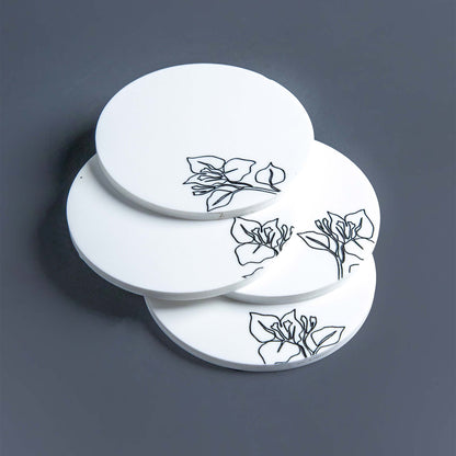 Calla Square White Man-Made Marble Coaster Set of 4
