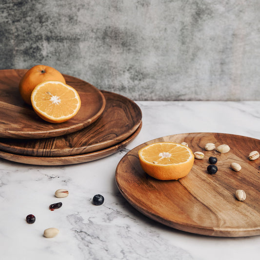 Dune Acacia Wood Plates | Set of 4 Large Plates