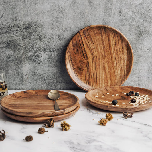 Dune Acacia Wood Plates | Set of 4 Small Plates