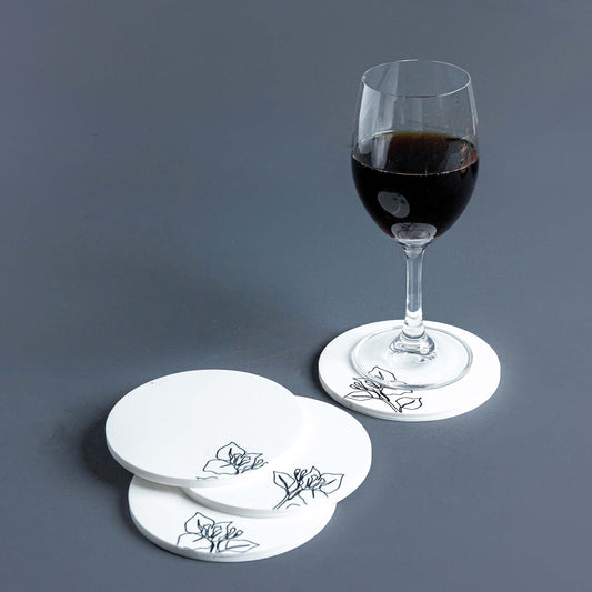 Calla Man-Made Marble Coaster | Square White Marble Effect | Set of 4