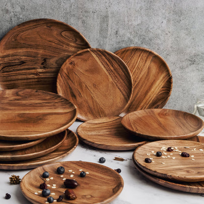 Dune Acacia Wood Plate Set 12-Piece Dinnerware